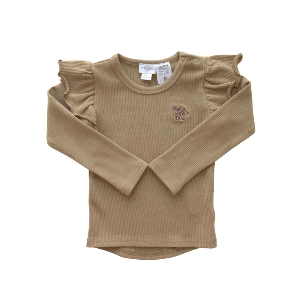Jamie Kay Putty rib long sleeve frill top